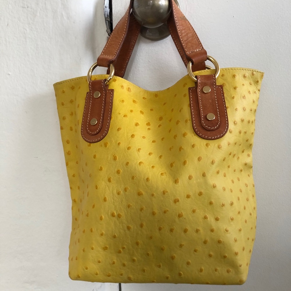 Italian Yellow Ostrich Leather Purse